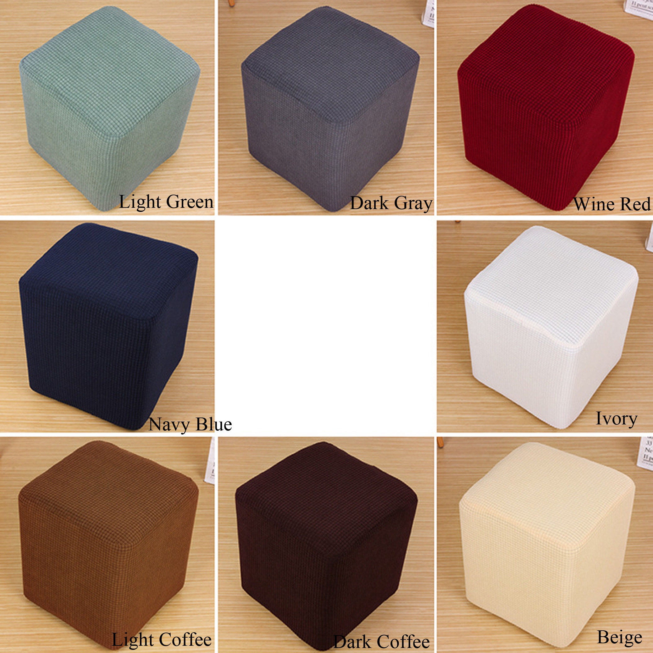 Custom Ottoman Slipcover Stretch Cube Pouf Slip Cover Foot Etsy