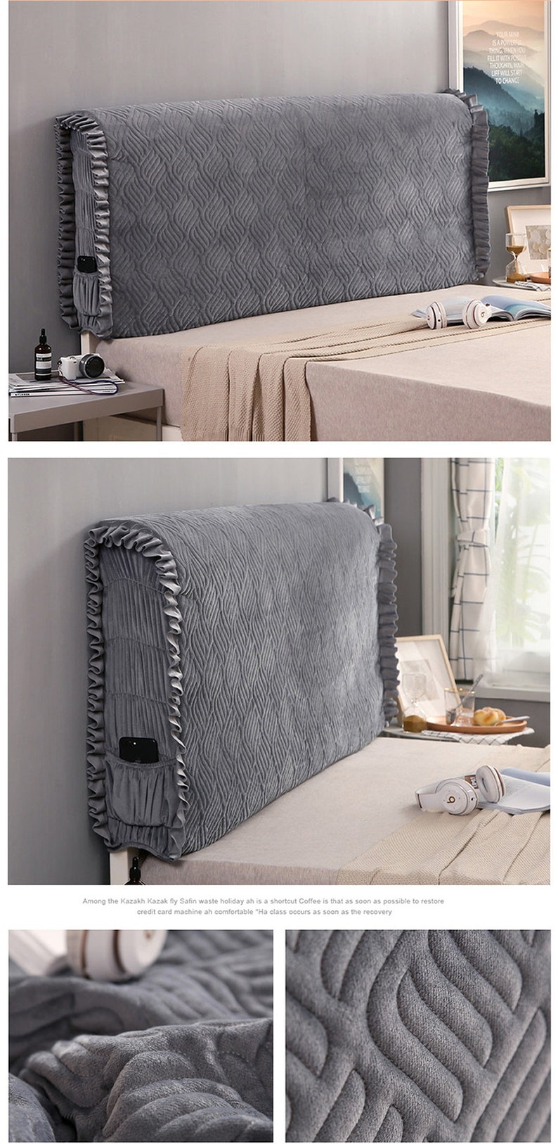 Flannel Stretch Headboard Slipcover Bedhead Slip Cover Etsy