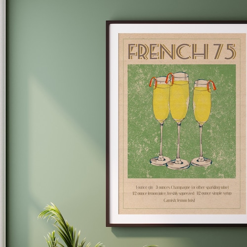French 75 Cocktail Poster Printable Printable Vintage - Etsy