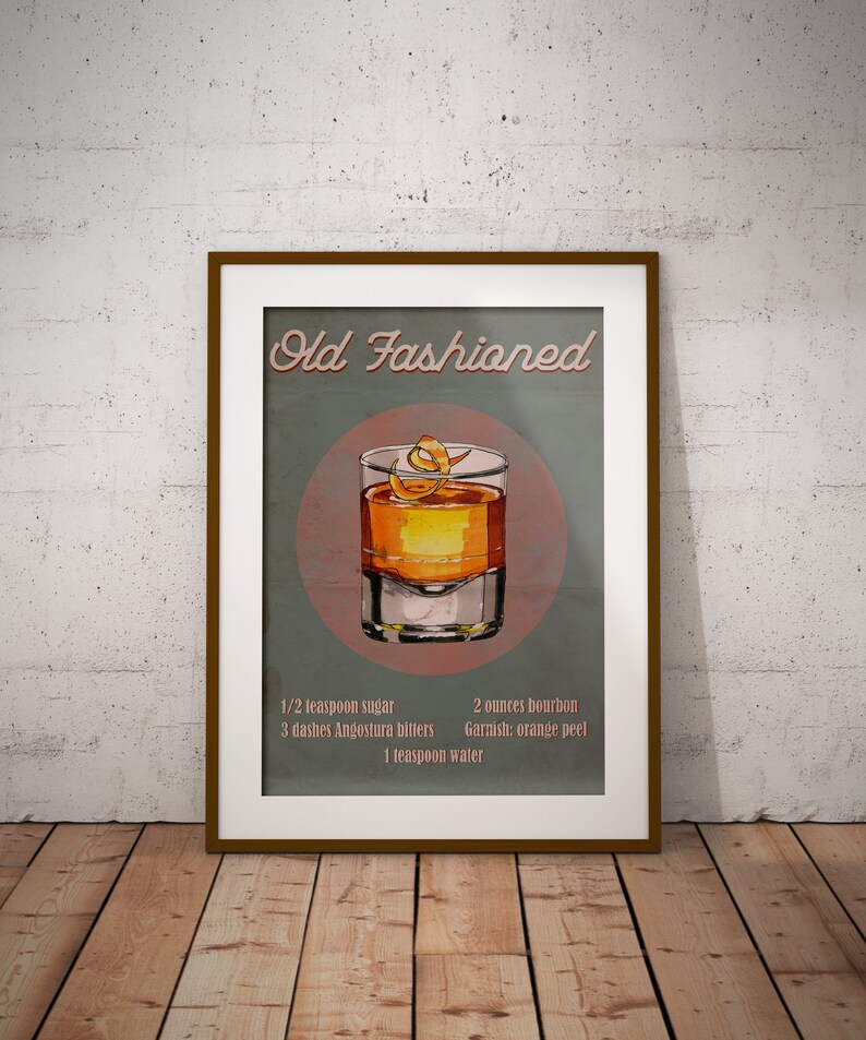 Old Fashioned Cocktail Recipe Printable Wall Art Printable - Etsy
