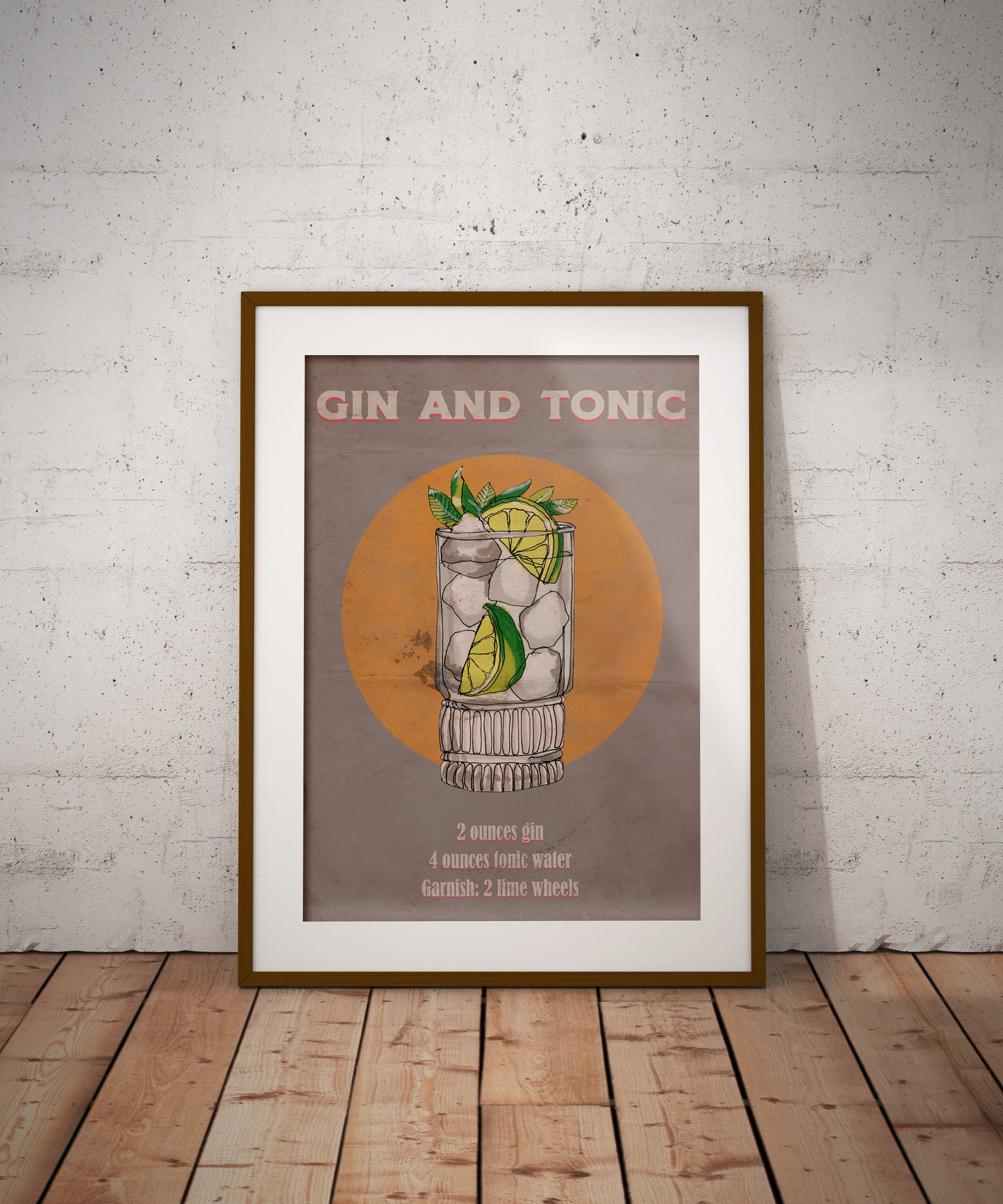 Gin and Tonic Cocktail Poster Cocktail Wall Decor Printable Etsy
