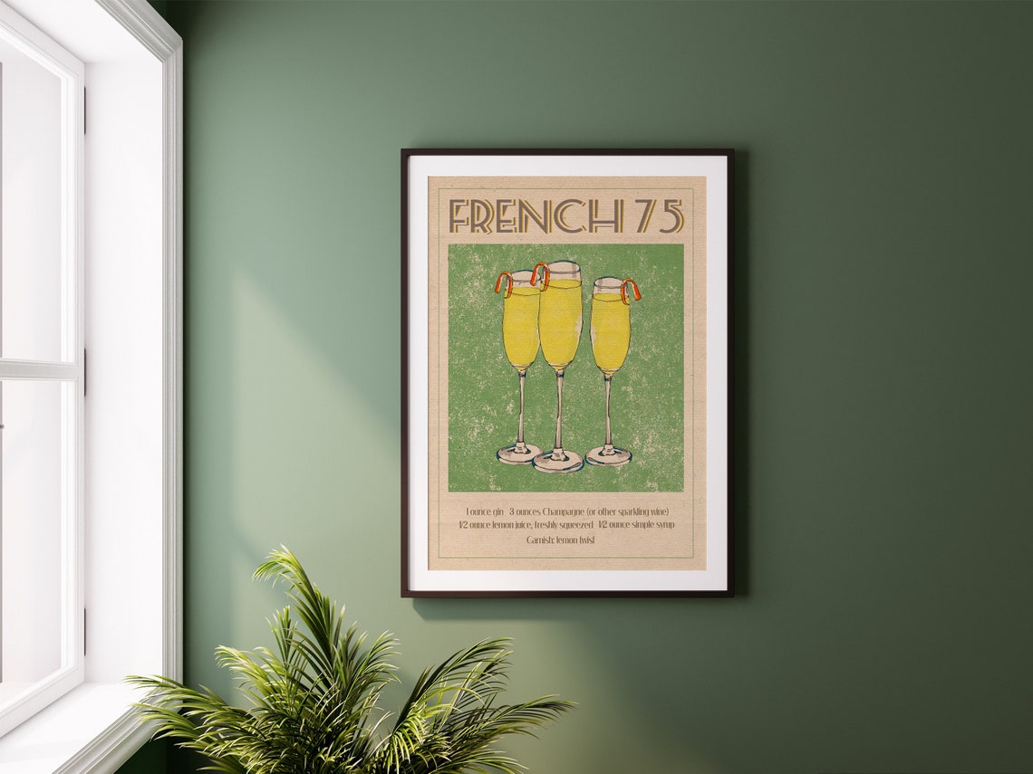 French 75 Cocktail Poster Printable Printable Vintage - Etsy