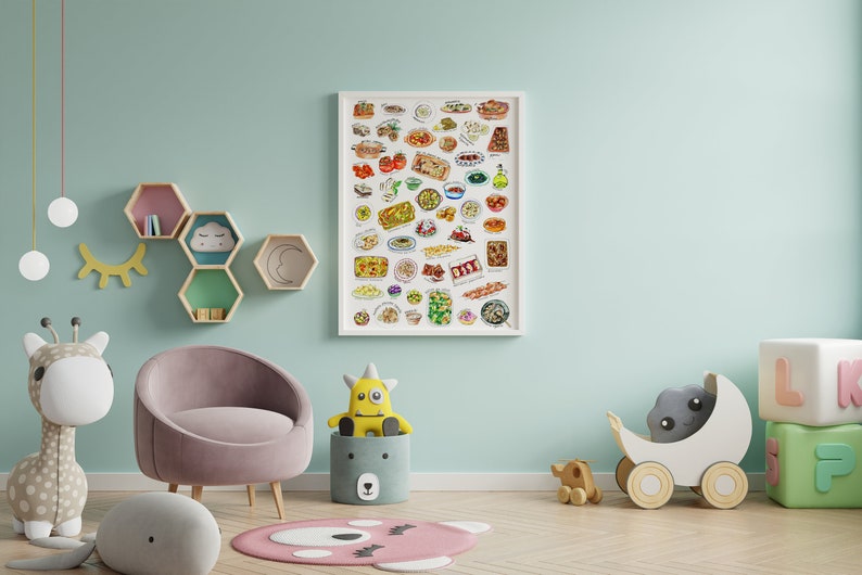 Greek Food Digital Wall Art, Food Printable, Kitchen Wall Art, Digital Download, Whimsical Art Print, Instant Download, 8x10, 8.5x11, 18x24 image 5