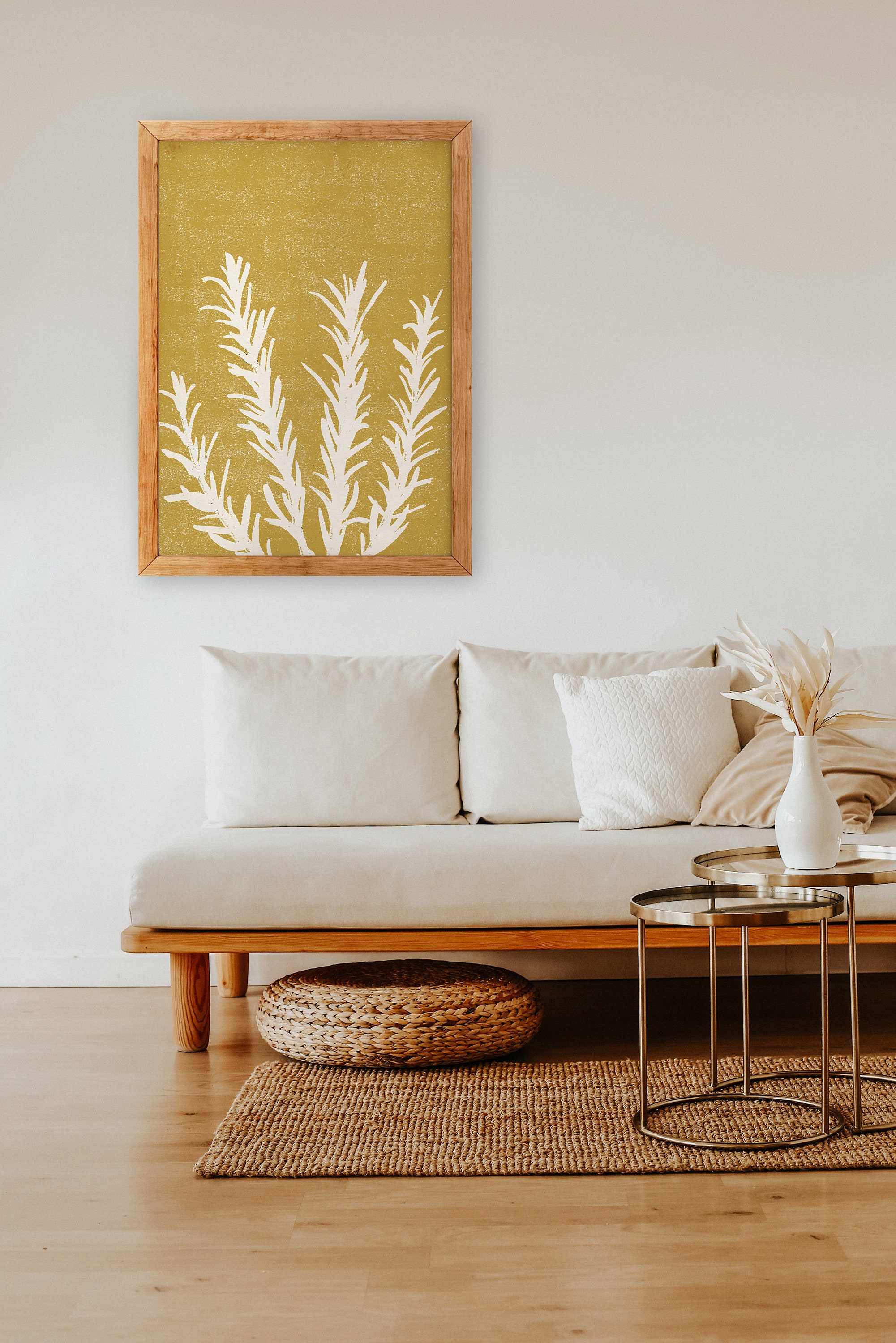 Mustard Yellow Wall Art Set of 4 Abstract Botanical Wall Etsy