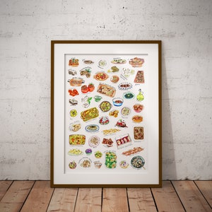 Greek Food Digital Wall Art, Food Printable, Kitchen Wall Art, Digital Download, Whimsical Art Print, Instant Download, 8x10, 8.5x11, 18x24 image 4