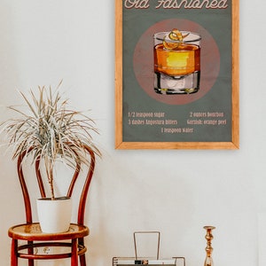 Old Fashioned Cocktail Recipe Printable Wall Art, Printable Vintage Bar ...