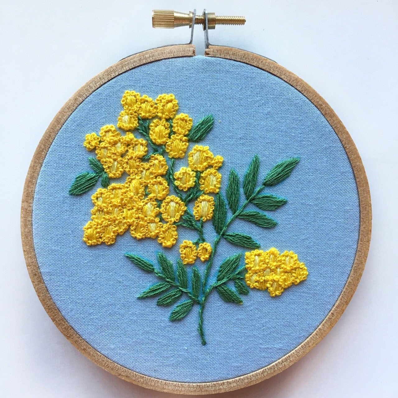 Yellow Flowers Embroidery Hoop Art, Floral Hand Embroidered Framed ...