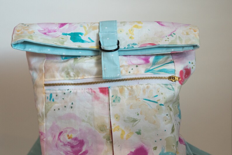 Girls Small Backpack great for travel or use as a purse Modern Floral Polka Dot Bag Watercolor Floral Mini Backpack