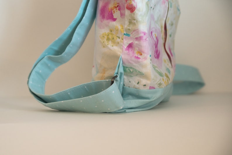 Girls Small Backpack great for travel or use as a purse Modern Floral Polka Dot Bag Watercolor Floral Mini Backpack