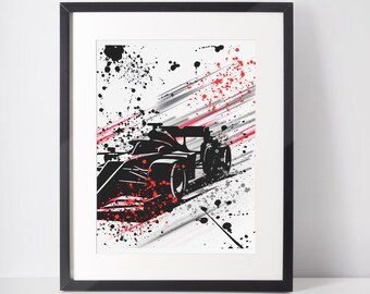 Formula One Racing Car Print, Motorsport Wall Art, Modern F1 Poster