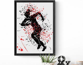 Female Rugby Player Print: Minimalist Teen Girl Room Decor