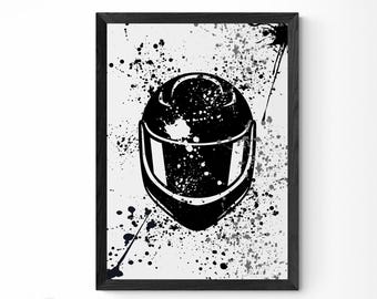 F1 Racing Helmet Art Print: Motorsports Room Decor