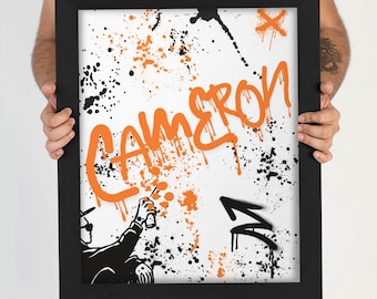 Personalised Graffiti Name Print: Teen Room Decor