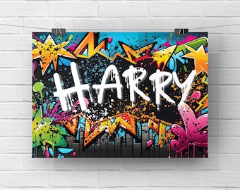Personalised Graffiti Name Print: Teenage Bedroom Street Art Decor