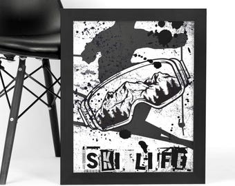 Ski Life Art Print: Modern Skiing Poster, Teenage Room Decor