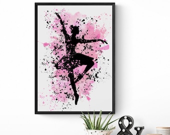 Ballet Dancer Print: Pink Watercolor Silhouette, Girl's Bedroom Art