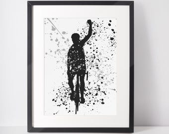 Teen Boy Mountain Bike Print. Modern Wall Art, Cycling Bedroom Decor