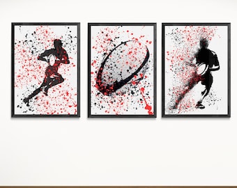 Rugby Wall Art Set: Modern Teenage Boy Room Decor