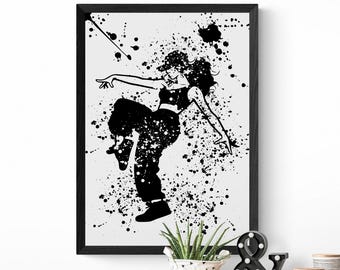 Female Street Dancer Print, Urban Hip Hop Poster, Black White Art (Unframed)