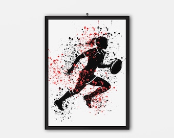 Rugby Girl Art Print: Modern Teen Sports Decor