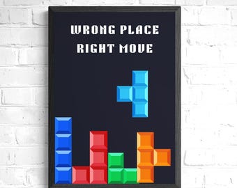 Tetris Gaming Poster, Teen Room Decor, Gamer Gift