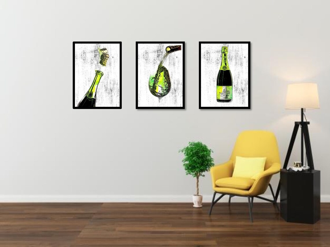 Black & White Wine Glass Print Wine Wall Art Abstract | Etsy