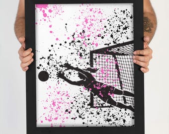 Female Goalkeeper Wall Art, Soccer Goalie Print, Teen Girl Football Room Decor