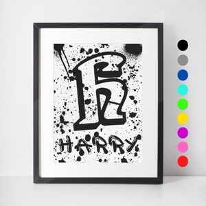 Graffiti Style Personalised Name Print, Street Wall Art, Gift for Teenage Boy, Boys Room Décor, Personalised Graffiti Name Art, Teen Bedroom