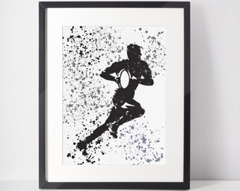 Rugby Player Art Print: Teen Boy Room Decor