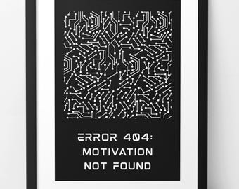 Error 404 Art Print: Humorous Tech Decor, Gamer Gift