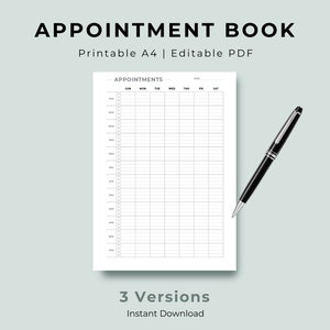 Appointment Planner, Printable Appointment Planner template, Salon Appointment Book, Digital Appointment Hair Stylist Nail Tech, Dog Groomer
