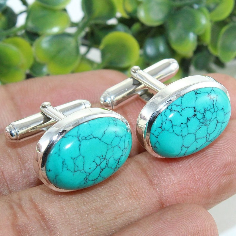 Sterling Silver Cuff links Husband Gift Luxurious Gemstone Cufflink Oval Stone Gifts for him easter gift for reputable /& estimable gentlemen