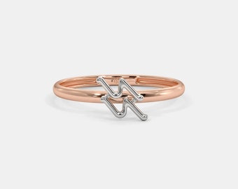 Rose Gold Aquarius 925 Sterling Silver Celestial Ring Minimalist Silver Handmade Ring