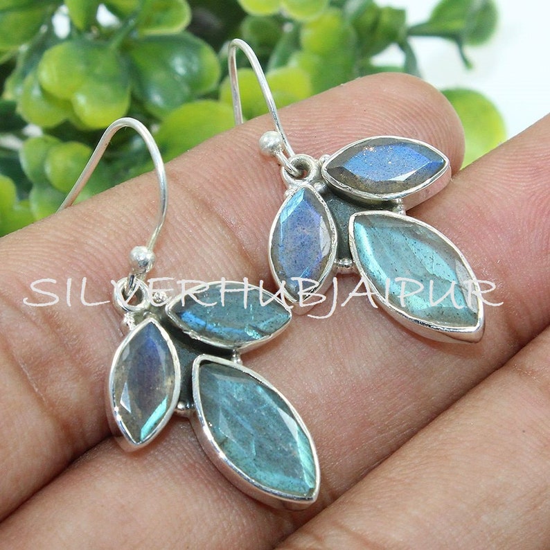 925 sterling silver earrings Leaf earrings Natural Gemstone Earrings Nature Jewelry Leaf Jewelry Gift for Mom Hoop earrings simple earring