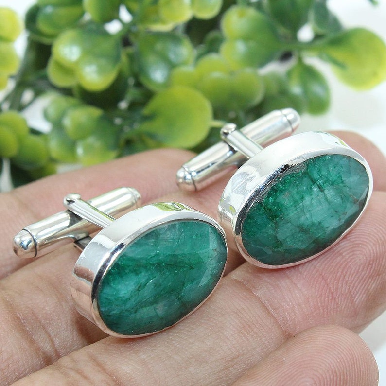 Sterling Silver Cuff links Husband Gift Luxurious Gemstone Cufflink Oval Stone Gifts for him easter gift for reputable /& estimable gentlemen