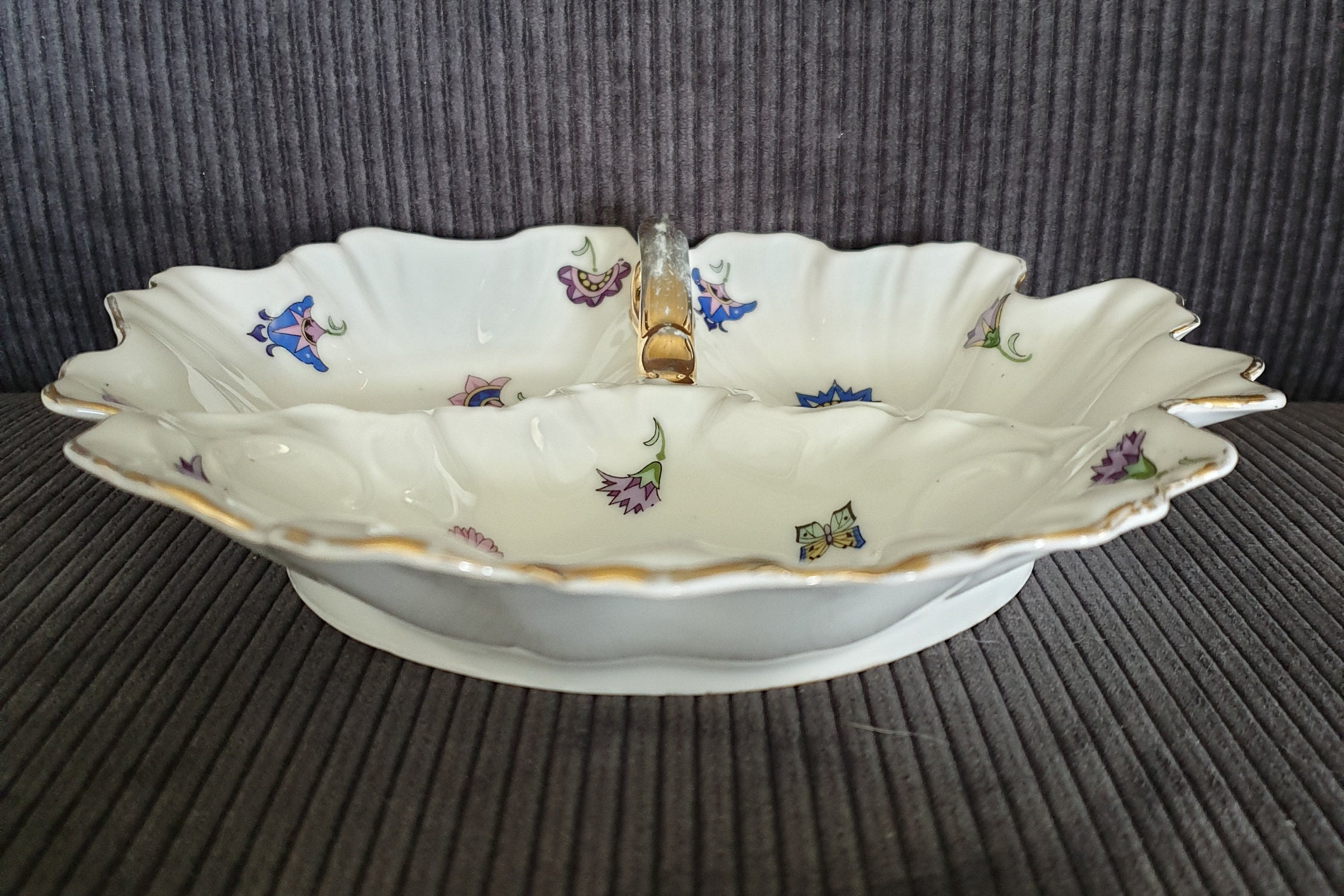 Porcelain Serving Set With Handle and 9 Small Saucers Etsy