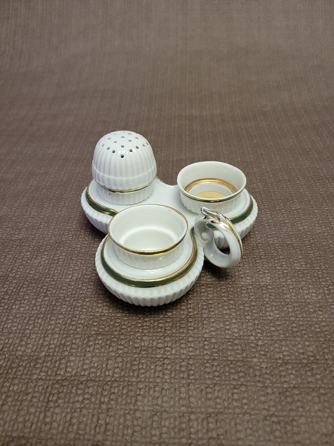 Antique Porcelain Condiment Set pepper Salt Mustard With Etsy