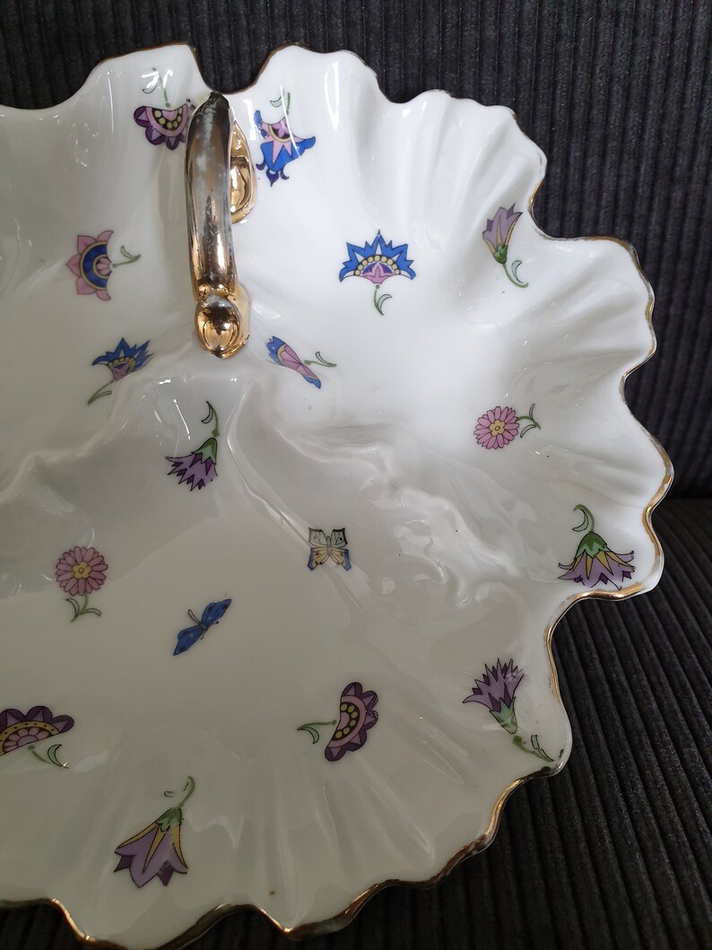 Porcelain Serving Set With Handle and 9 Small Saucers Etsy