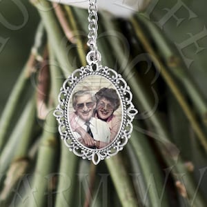 Gedenkstätte Erinnerung Hochzeitsstrauß Fotoanhänger - an Kette oder Brosche