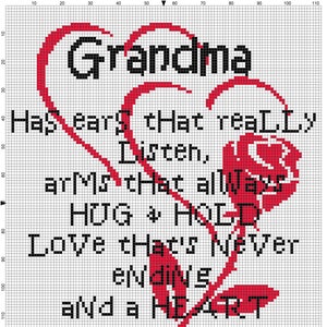 GRANDMA Cross Stitch Pattern - PDF File - Instant download