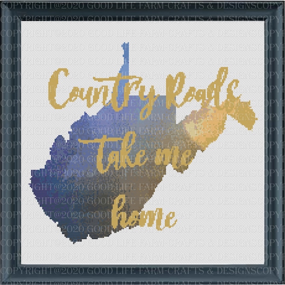 WV-Country Roads-Cross Stitch Pattern- PDF file-Available for immediate download after purchase