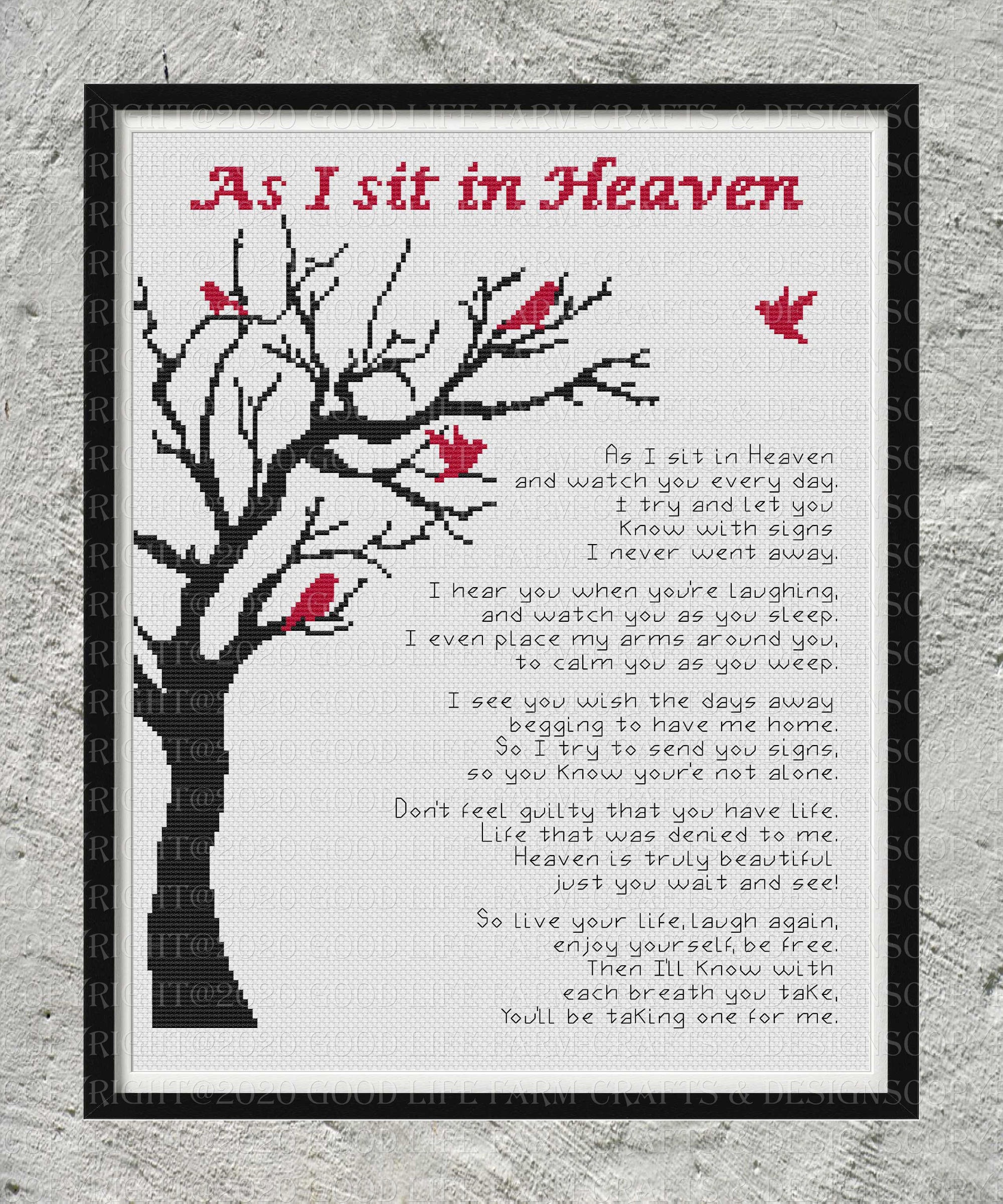 As I sit in Heaven-Cross Stitch Pattern-PDF file-Instant download- includes Pattern Keeper compatible version
