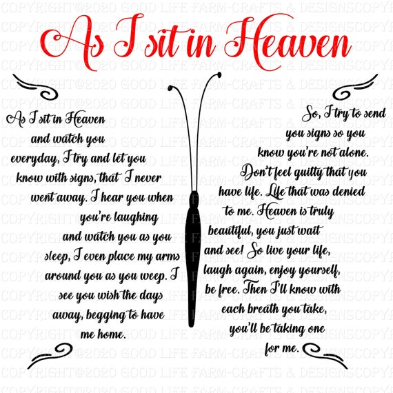 As I Sit In Heaven Butterfly Svg Jpeg Png Cutting File Etsy