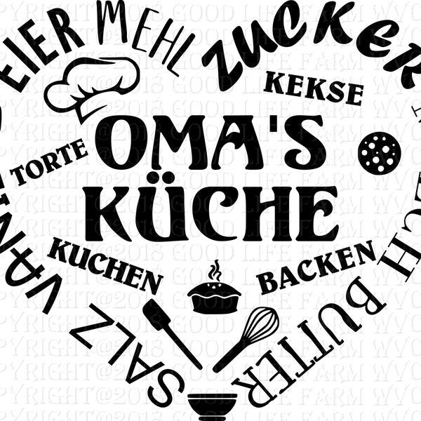 OMA'S KÜCHE- SVG-png, jpeg, eps Cutting file - Instant download