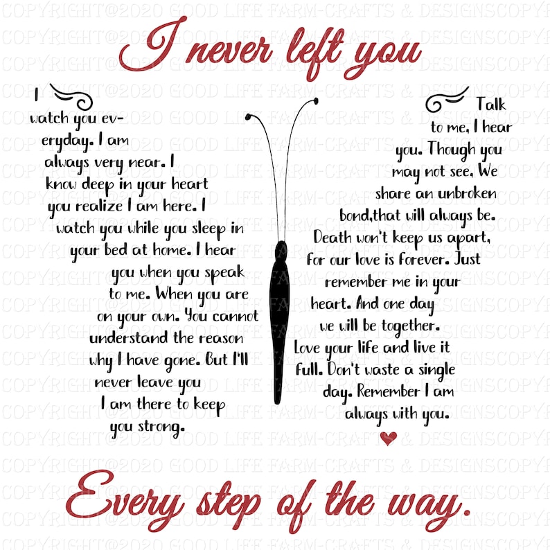 I Never Left You-butterfly Poem SVG Png Jpeg PDF Cutting - Etsy
