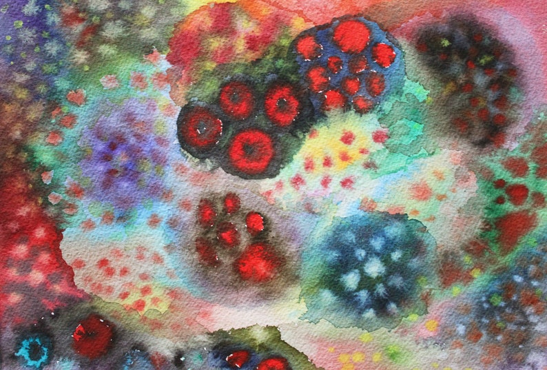 Colorful Abstract Flower Painting Floral Watercolor Painting Flower Art Abstract Garden Flowers Art Bright Nature Artwork