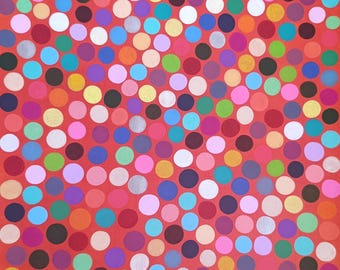 Oranges Regenbogen Mandala Punktbild, bunter Pointillismus (30x40)