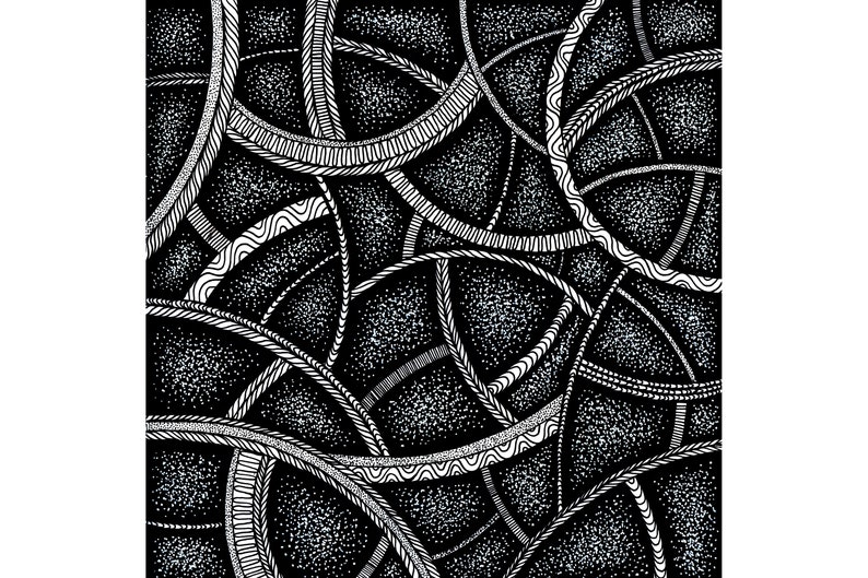 Surreal Painting Original Art Ink Black and White Geometric Painting Tiny Zen Artwork Mandala Dark Abstract 8 x 8 by NikaDemenko