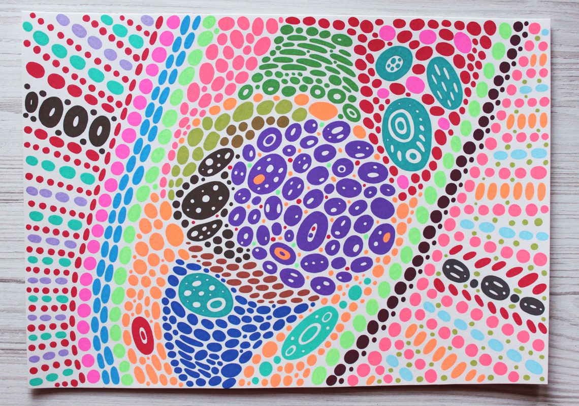 Dot Art Painting Pointillism Original Art 8 X 11 by - Etsy