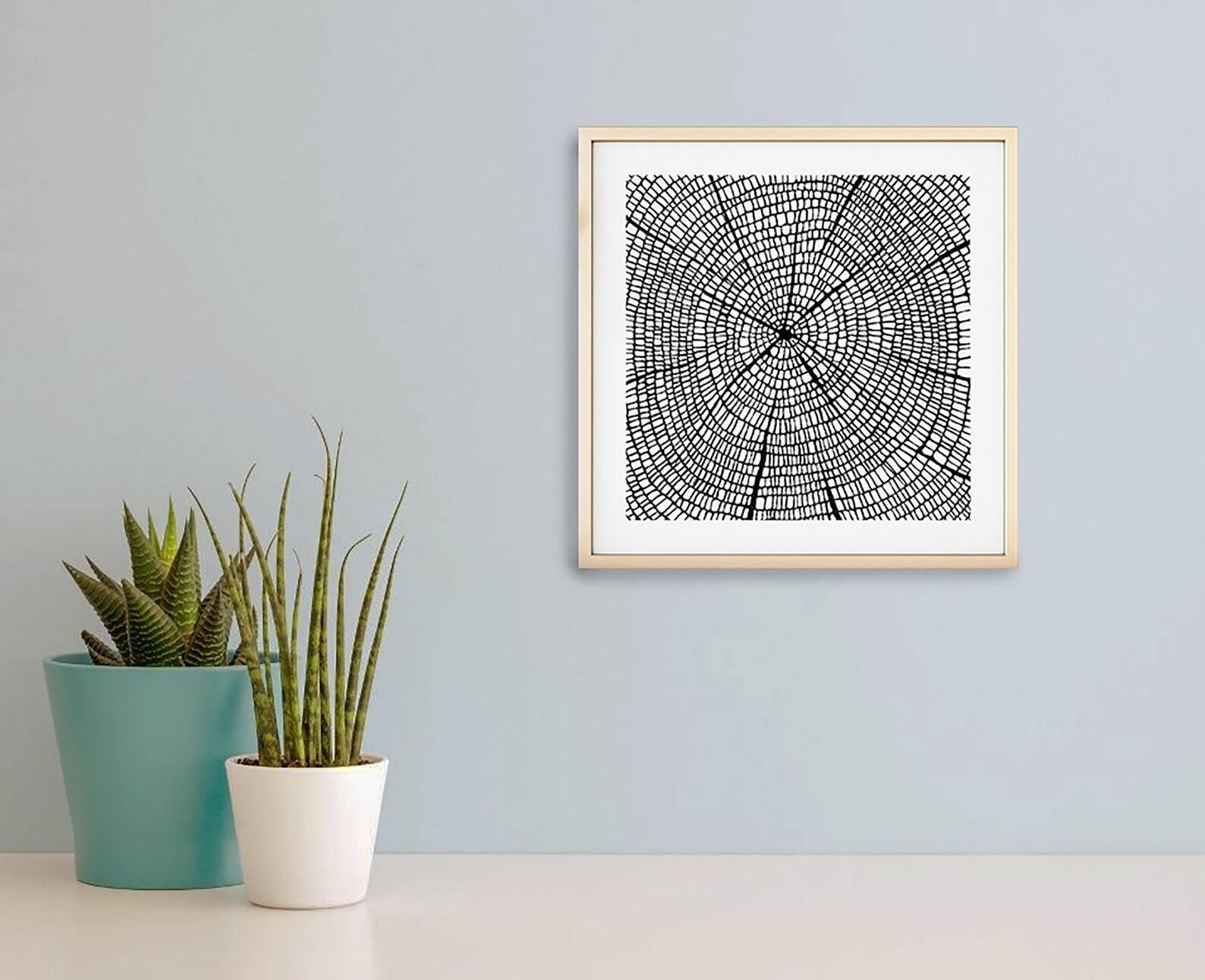 Tree Ring Art Original Artwork Black And White Modern Line Etsy